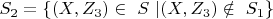 $S_2=\{(X, Z_3) \in\ S\ | (X, Z_3) \notin\ S_1\} $