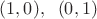 $(1, 0), \;\; (0, 1)$