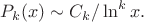$$P_{k}(x) \sim C_{k}/ \ln^k x.$$