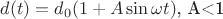 $d(t) = d_0 (1 + A \sin \omega t)$, A<1