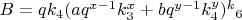 $B=qk_4(aq^{x-1}k_3^x+bq^{y-1}k_4^y)^k{_6}$