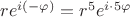 $r e^{i(-\varphi)}=r^5 e^{i\cdot 5\varphi}$