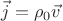 $\vec{j} = \rho_0 \vec{v}$