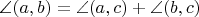 $\angle(a, b) = \angle(a, c) + \angle(b, c)$