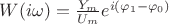 $W(i\omega)=\frac {Y_m} {U_m} e^{i(\varphi_1-\varphi_0)}$
