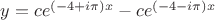 $y=c e^{(-4+ i\pi)x} - c e^{(-4-i\pi)x}$