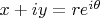 $x+i y=r e^{i \theta}$