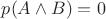 $p(A \land B)=0$