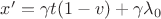 $x'=\gamma t(1-v) +\gamma \lambda_0$