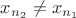 $x_{n_2}\ne x_{n_1}$