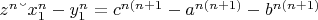 $z^n&ndash;x_1^n-y_1^n=c^{n(n+1}-a^{n(n+1)}-b^{n(n+1)}$