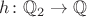 $h\colon\mathbb Q_2\to\mathbb Q$