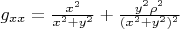 $g_{xx}=\frac{x^{2}}{x^{2}+y^{2} }+ \frac{y^{2}\rho^{2}}{(x^{2}+y^{2})^{2}}$