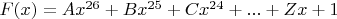 $F(x) = A x^{26} + B x^{25} + C x^{24} + ... + Z x + 1 $