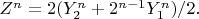 $Z^n=2(Y_2^n+2^{n-1}Y_1^n)/2.$