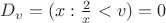 $D_v=(x: \frac {2}{x}<v)=0$