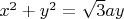 $\quad x^2+y^2=\sqrt 3 ay$