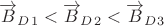 $\overrightarrow{B}_D_1<\overrightarrow{B}_D_2<\overrightarrow{B}_D_3$