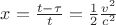 $x=\frac{t-\tau}{t}=\frac{1}{2} \frac{v^2}{c^2}$