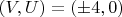 $(V,U)=(\pm 4,0)$