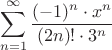 $$\sum\limits_{n=1}^{\infty} \frac{(-1)^n \cdot x^n}{(2n)! \cdot 3^n}$$