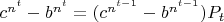 $c^{n^t}-b^{n^t}=(c^{n^{t-1}}-b^{n^{t-1}})P_t$