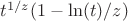 $t^{1/z} (1 - \ln(t)/z)$