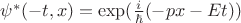 $\psi^*(-t,x)=\exp(\frac i \hbar (-px-Et))$