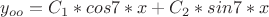 $y_{oo}=C_{1}*cos 7*x+C_{2}*sin 7*x$