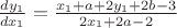 $\frac{dy_1}{dx_1}=\frac{x_1+a+2y_1+2b-3}{2x_1+2a-2}$