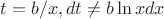 $t=b/x, dt\ne b\ln x dx$