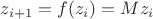$z_{i+1}=f(z_i)=\math{M} z_i$