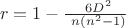 $\ r= 1- \frac  {\ 6D^2}  {\ n(n^2-1) }$
