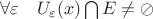 $\forall\varepsilon\quad U_{\varepsilon}(x)\bigcap E\neq\oslash$