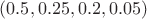 $(0.5, 0.25, 0.2, 0.05)$