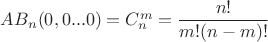 $AB_n(0,0...0)=C^m_n=\dfrac{n!}{m!(n-m)!}$