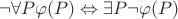 $\neg\forall P\varphi(P)\Leftrightarrow\exists P\neg\varphi(P)$
