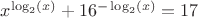$x^{\log_2(x)} + 16^{-\log_2(x)} = 17$