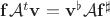 $\mathbf f \mathcal A^t \mathbf v = \mathbf v^\flat \mathcal A \mathbf f^\sharp$