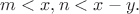 $m<x, n<x-y.$