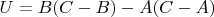 $U=B(C-B)-A(C-A)$