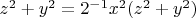 $z^2+y^2=2^{-1}x^2(z^2+y^2)$