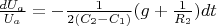 $ \frac{dU_{a}}{U_{a}} = - \frac{1}{2(C_{2} - C_{1})} (g + \frac{1}{R_{2}})dt$