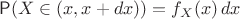 $\mathsf P(X \in (x, x+dx))=f_X(x)\,dx$