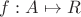 $f: A \mapsto R$