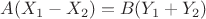 $A(X_1-X_2)=B(Y_1+Y_2)$
