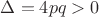 $\Delta = 4pq>0$