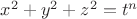 $x^2+y^2+z^2=t^n$