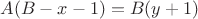 $A(B-x-1)=B(y+1)$