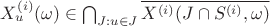 $X^{(i)}_u(\omega) \in \bigcap_{J:u \in J}\overline{X^{(i)}(J \cap S^{(i)}, \omega)}$